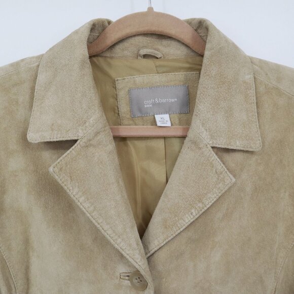 Croft & Barrow Suede Jacket Women XL Beige Formal Boho Career Tailored Classic - Picture 7 of 16